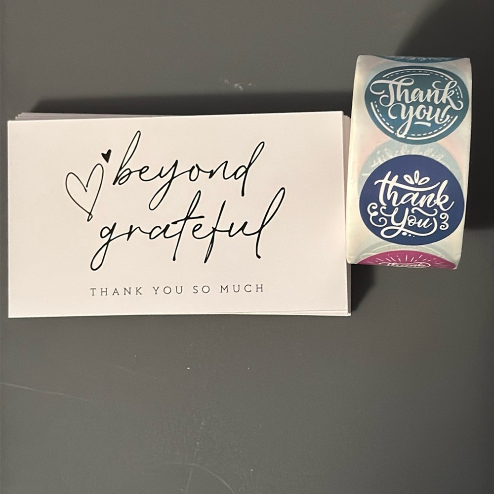 500 Thank You Stickers & 25 Beyond Grateful Cards